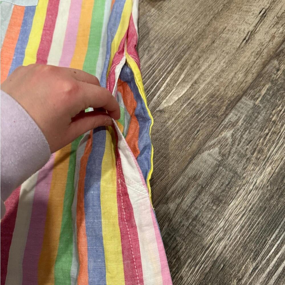 J. Crew Pastel Rainbow Striped Linen Blend Knee Length Shift Dress- Size Small - Picture 5 of 8